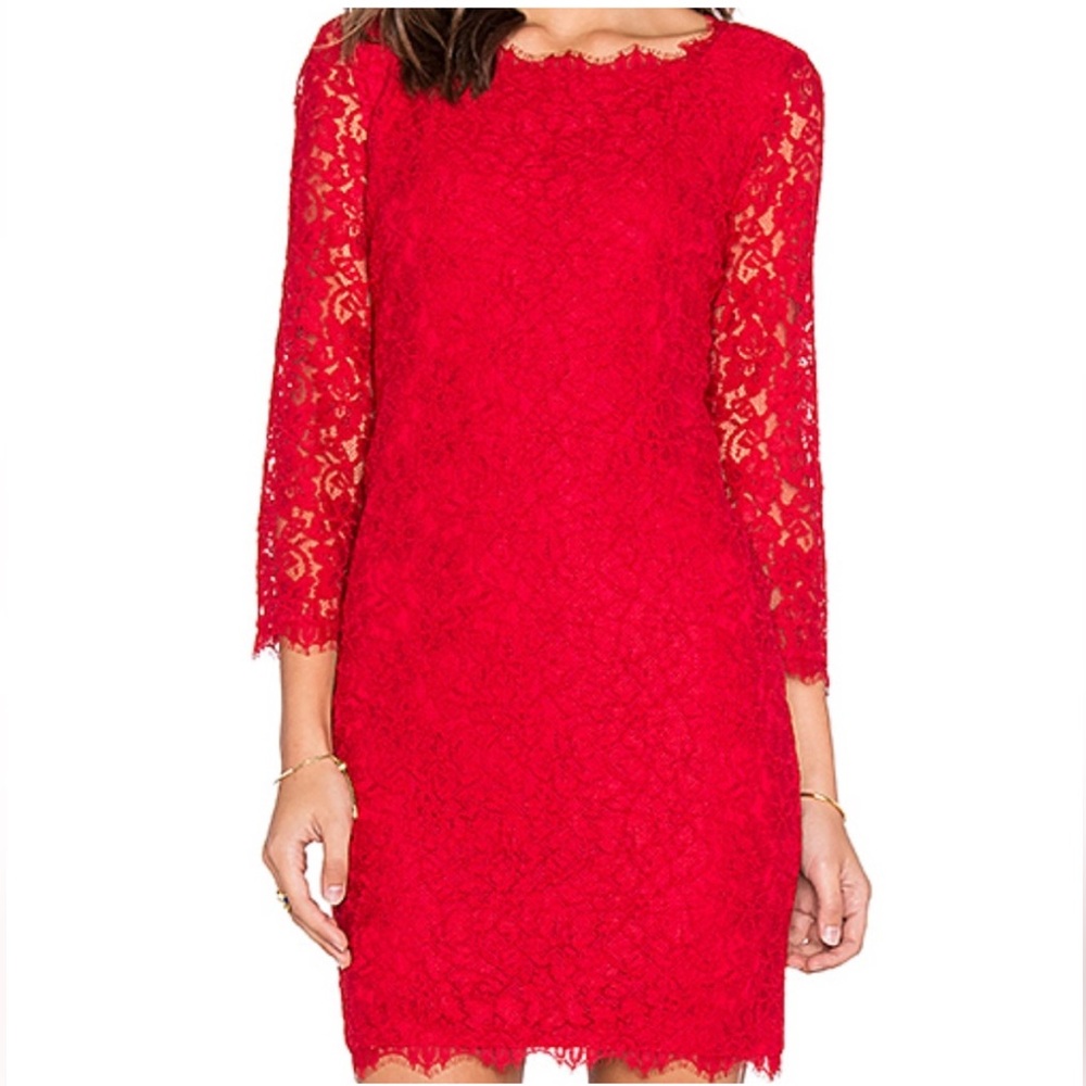 DVF zarita red lace dress
